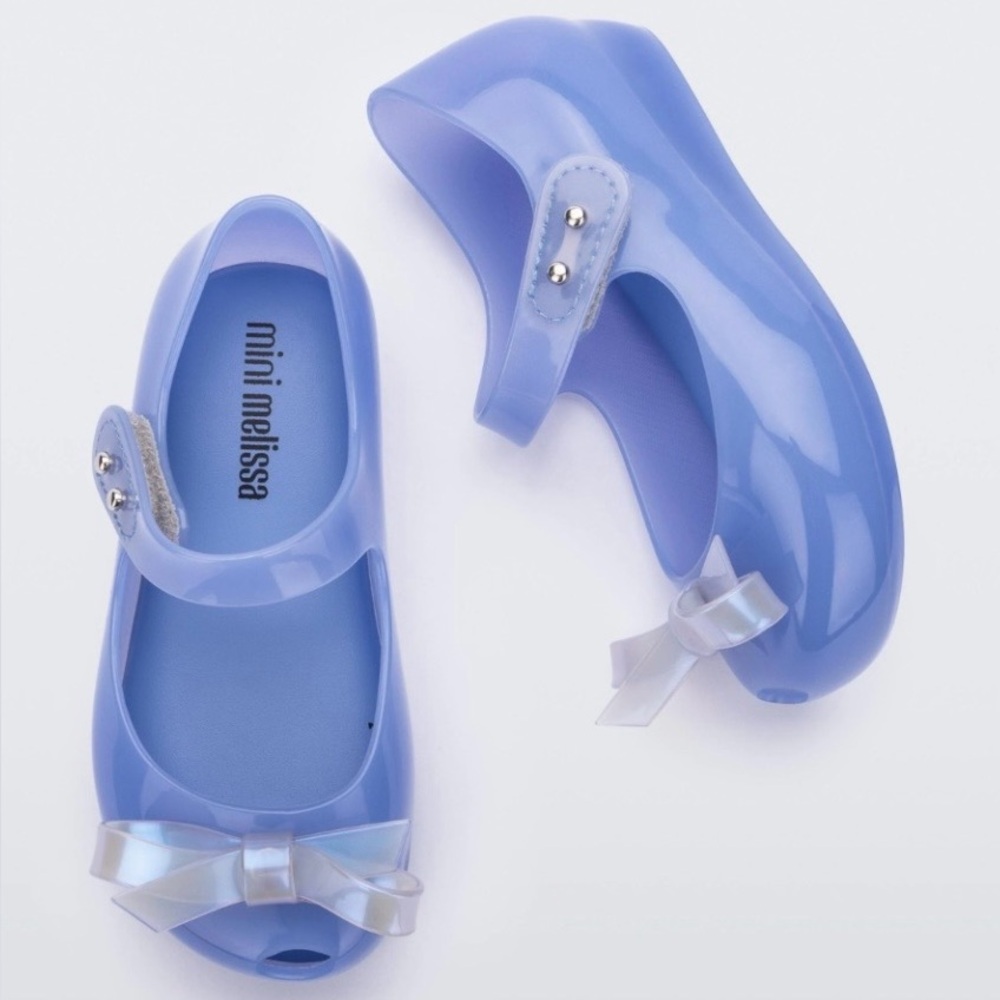 Mini Melissa Kids Lavender Jelly Mary Jane Shoes with Iridescent Bow